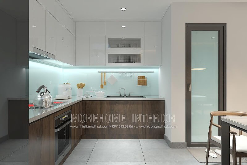 Thiết kế nội thất tủ bếp hiện đại tại nhà phố An Dương Vương, Tây Hồ, Hà Nội. Thiết kế phòng bếp, tủ bếp đẹp