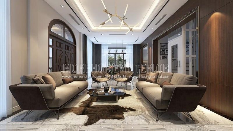 Mẫu sofa chung cư đẹp được thiết kế cách điệu, chất liệu khung gỗ tự nhiên cao cấp, kết hợp chân sắt phun sơn tĩnh điện tạo cảm giác thoải mái nhưng không kém phần vững chãi, chắc chắn
